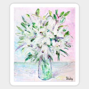 Bouquet Of White Lilies Sticker